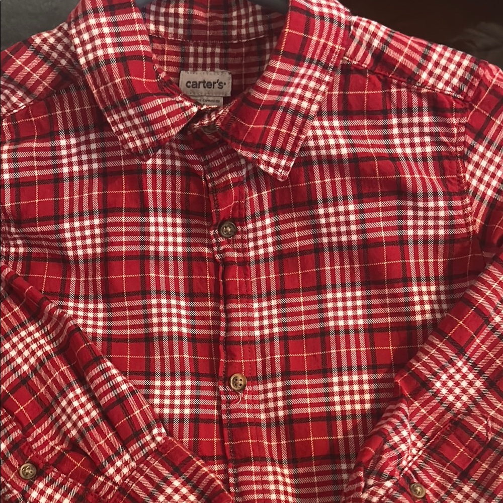 Carter's Classic Red and White Plaid Shirt